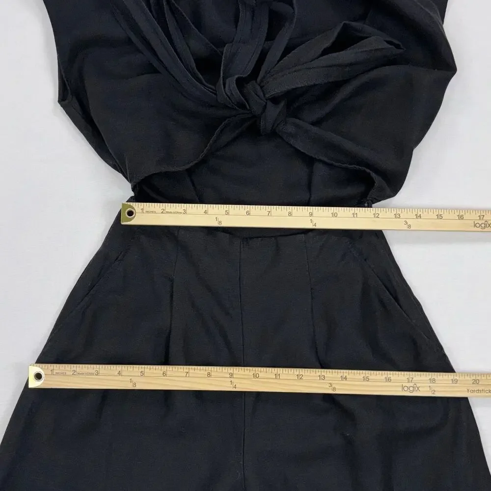 Aritzia Wilfred Brax Linen Blend Cut Out Jumpsuit Women's Size 2 Black Wide Leg